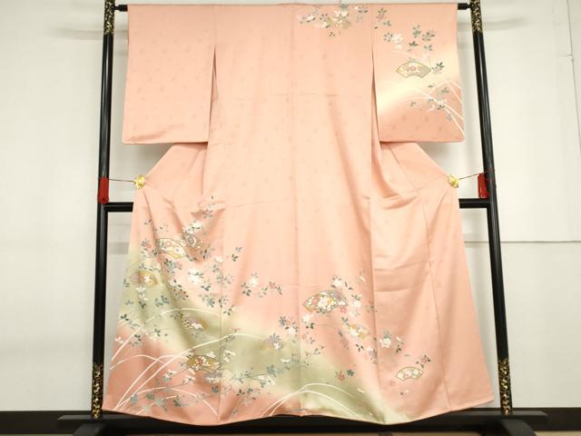 平和屋着物●訪問着　地紙枝花文　暈し染め　金彩　正絹　逸品　AABF6640cs｜平和屋 29,575円