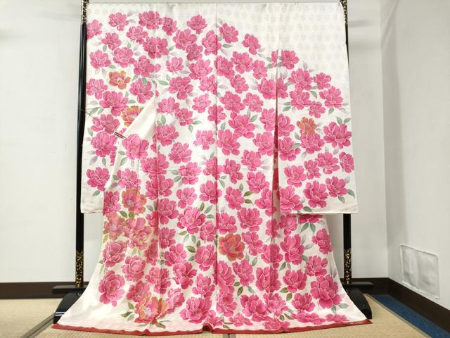 長閑やかさ屋御召しもの●晴れ晴れしい振袖 駒刺しゅう 名取り草 金彩 仮絵羽 珠玉 未当て嵌める CABC7146yc