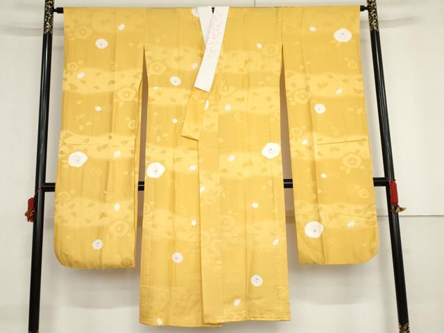 長閑やかさ屋御召しもの●振袖用長襦袢 無双仕立てもの 絞り 椿 暈し染め 金彩 半衿刺しゅう 正絹 珠玉 AABF9066cs