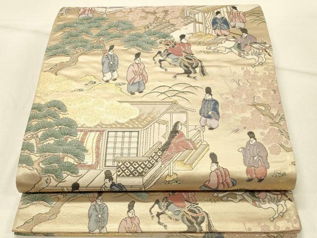 長閑やかさ屋御召しもの◎六通柄袋帯 早春観梅絵巻 金糸 正絹 珠玉 DABE3934qp