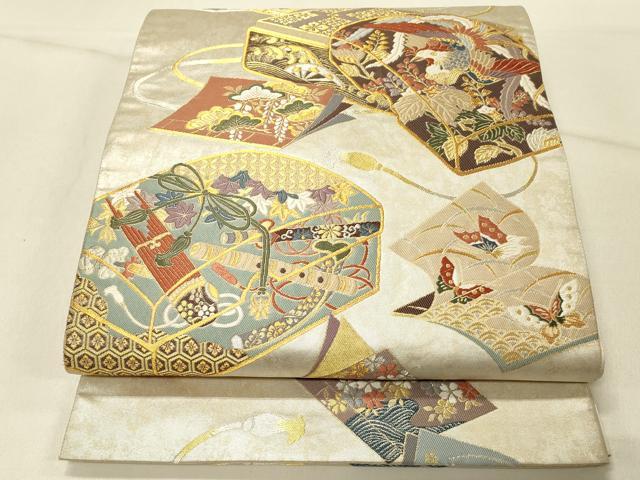 長閑やかさ屋御召しもの◎西陣 まいづる謹製 六通柄袋帯 唐織 吉祥手箔紋 現ナマ糸 正絹 珠玉 DABE3948qp