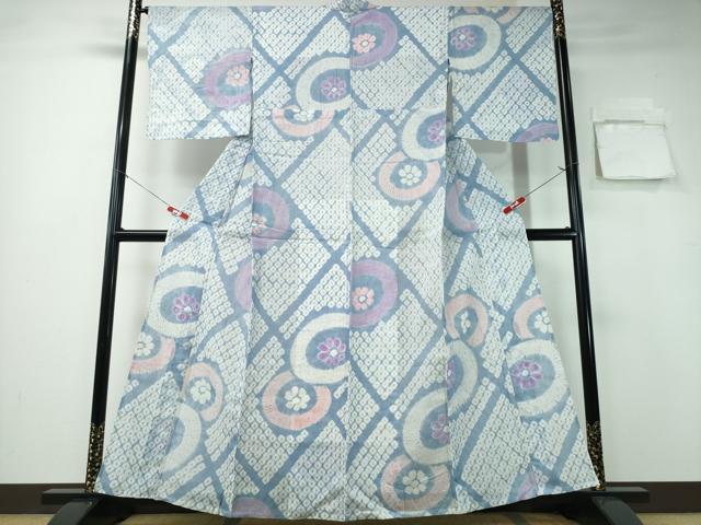 長閑やかさ屋お召しもの∴夏物 浴衣 有松鳴海絞り 菱番傘花文 綿 珠玉 CABA0744ng