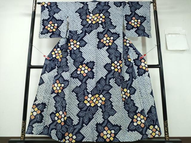 平和屋着物∴夏物 浴衣 有松鳴海絞り 枝花文 綿 逸品 CABA0754ng|平和屋