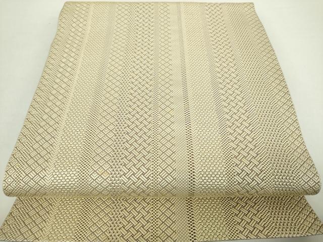 507mn75◇博多織 無形文化財小森久 ジャバラ紋 松葉仕立て 八寸名古屋帯◇ 507mn75◇博多織 無形文化財小森久 ジャバラ紋 松葉仕立て 八寸名古屋帯◇