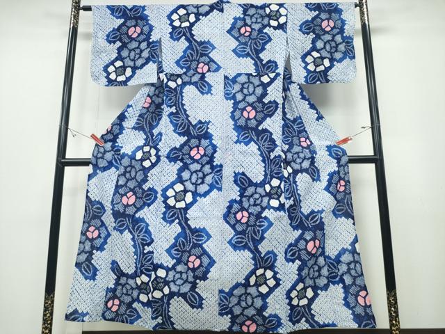 平和屋着物∴夏物 浴衣 有松鳴海絞り 枝牡丹文 綿 逸品 CABD2402ng|平和屋
