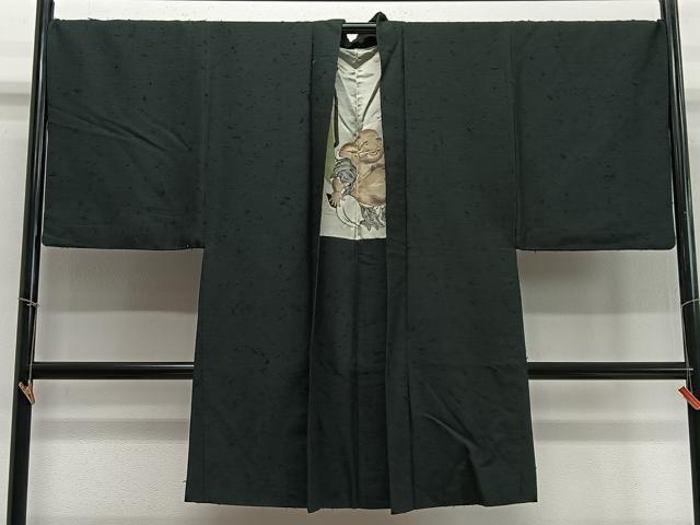 平和屋着物∞男性 長羽織 髭紬地 百入り茶色 正絹 逸品 CABD4579ua|平和屋