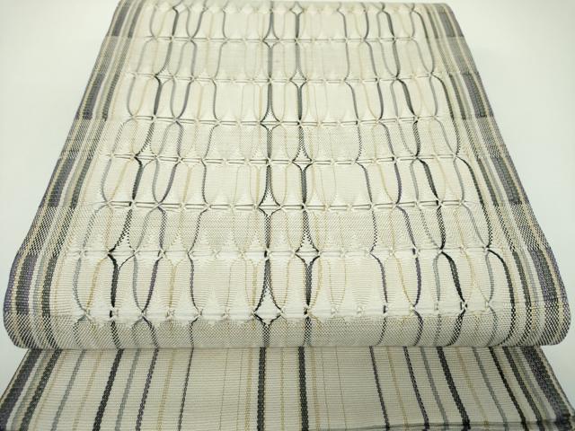 平和屋着物●六通柄袋帯　もじり織　変わり間道　金糸　正絹　逸品　DABE5514ps｜平和屋