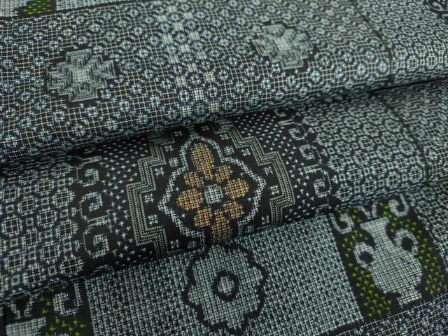 平和屋着物●本場大島紬 割り込み絣 飾花文 正絹 逸品 未使用 DABF7265ps|平和屋