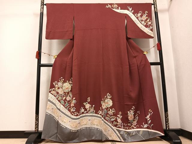 平和屋着物●訪問着　雪輪更紗唐草文　金彩　正絹　逸品　AABJ8446ph｜平和屋
