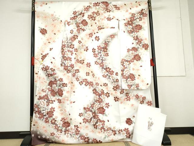 平和屋着物●H・L（アッシュエル）　HENRI-LUC CHAPUIS　振袖　草花文　暈し染め　洗える着物　未使用　AABG0346cs｜平和屋