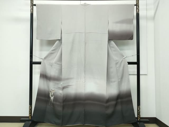 平和屋本店●極上 訪問着 作家物 手描き シマウマ 暈し染め 灰汁色地 逸品 CZAA5175s6