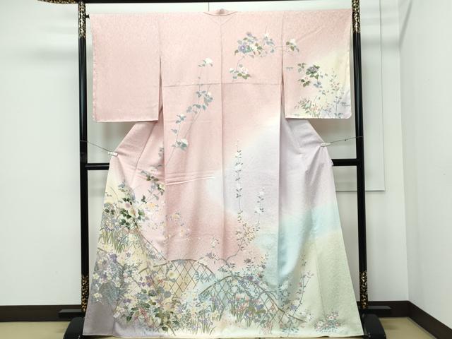 平和屋本店●極上 訪問着 籬草花文 暈し染め 金彩 逸品 未使用 CZAA5196s6