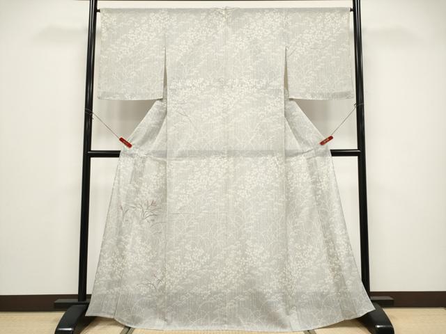 平和屋着物*夏物 訪問着 紗紬 刺繍 草花文 銀糸 正絹 逸品 CABG3289tx|平和屋