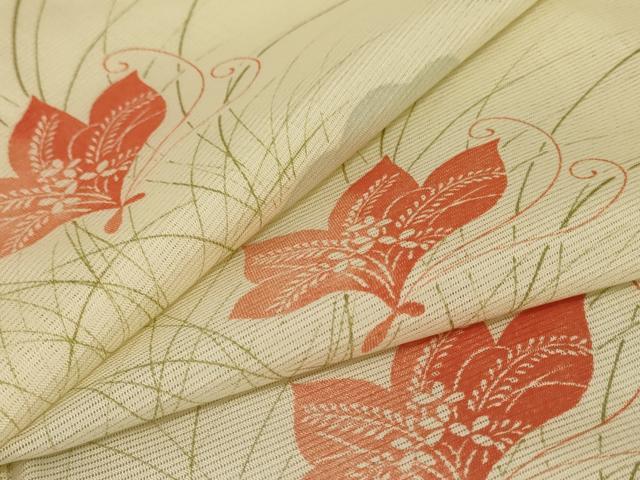 長閑やかさ屋御召しもの＊夏物 小紋 絽 花蝶文 洗える御召しもの AABE4389jd