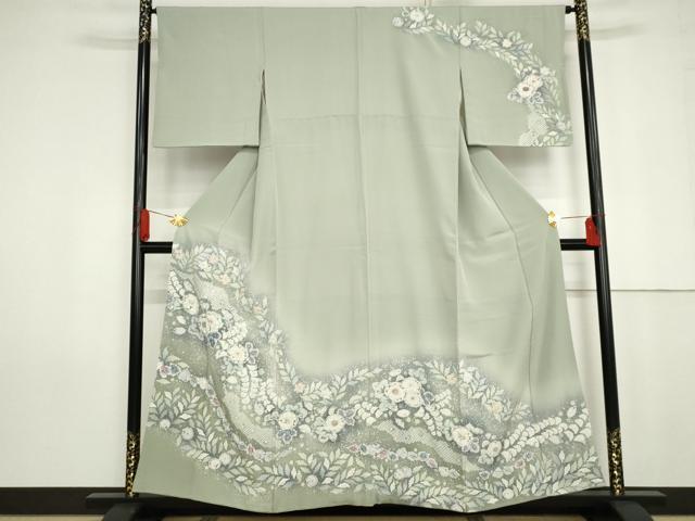 長閑やかさ屋御召しもの●短い訪問着 辻が花 暈し染め 正絹 珠玉 AABG0351cs
