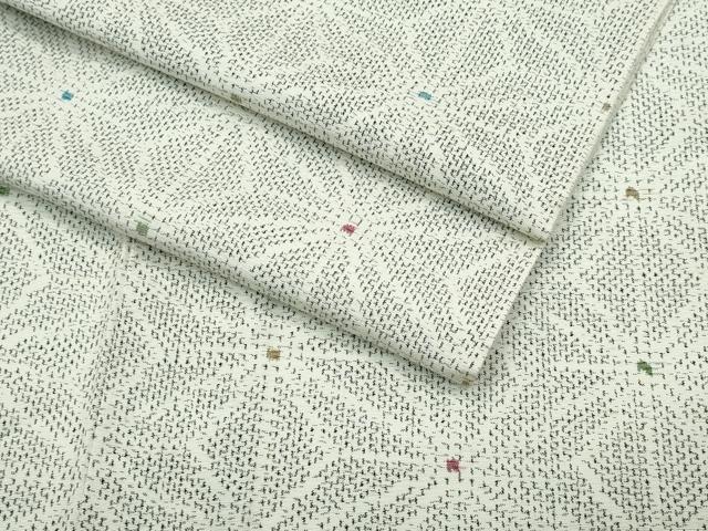 長閑やかさ屋御召しもの▽飛び切りな紬 単衣 麻の葉文様 正絹 珠玉 CABF4438rv