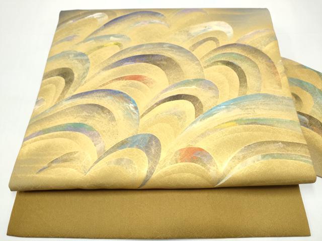 平和屋着物●九寸名古屋帯　抽象文　金彩　正絹　逸品　CABI0270hy｜平和屋 12,012円