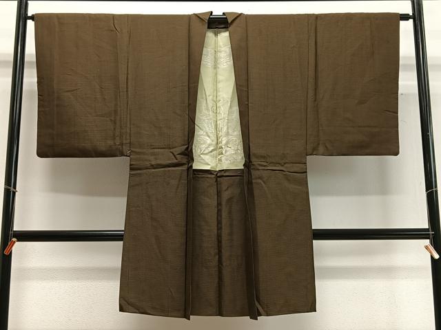 平和屋着物&infin;男性　長羽織　お召地　140亀甲　総詰め　正絹　逸品　CABD4594ua｜平和屋