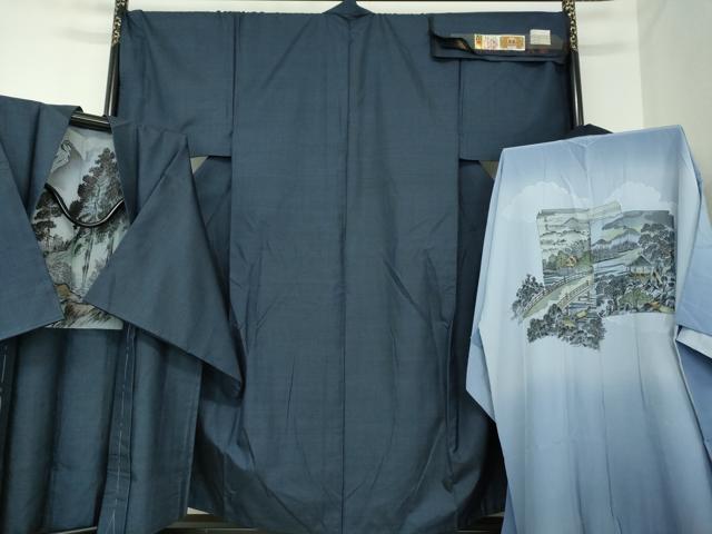 平和屋着物●男性 本場大島紬 アンサンブル・長襦袢(袷)セット キングサイズ 長羽織 100亀甲 総詰 植田とも子作 証紙付 逸品 DABA1525ps|平和屋
