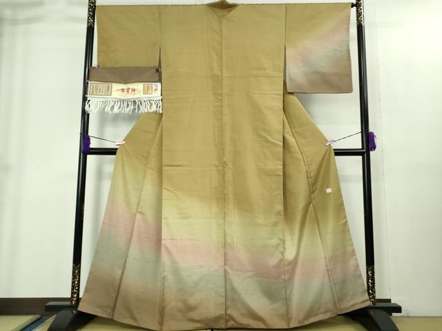 長閑やかさ屋御召しもの●飛び切り 石川県決める無形文化財 牛首紬 白山細工場 手織り 短い訪問着 証紙付き添い人 珠玉 DZAB1945kh6
