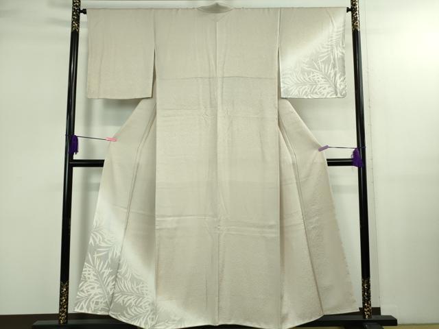長閑やかさ屋御召しもの●飛び切り 短い訪問着 草葉文 灰白色地 暈し染め 金彩 鈴乃屋取りまわし 珠玉 未当て嵌める DZAB2554kh6