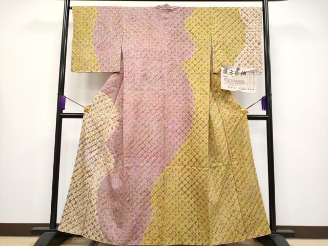 長閑やかさ屋御召しもの●飛び切り 菅原細工場 菅原結作 漢方染紬 短い訪問着 証紙付き添い人 珠玉 未当て嵌める CYAA4219s6