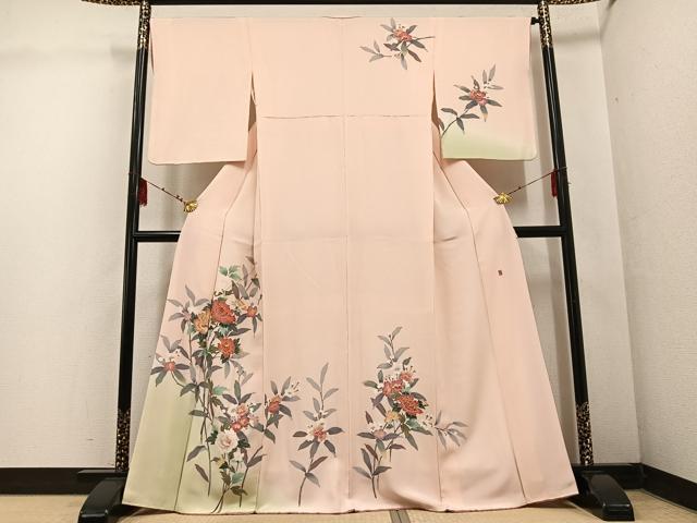 平和屋着物●訪問着　友禅　作家物　枝花文　正絹　逸品　AABF4475ph｜平和屋