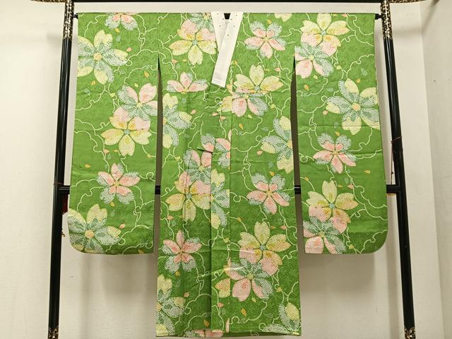 長閑やかさ屋御召しもの●振袖用長襦袢 無双仕立てもの 桜文 半衿刺しゅう 正絹 珠玉 AABF4498ph