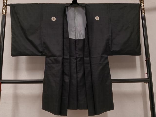 平和屋着物●男性　黒紋付　羽織　正絹　逸品　AABF5334ph｜平和屋