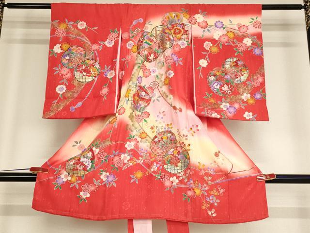 長閑やかさ屋御召しもの[]お宮参り うしろ帯 祝着 産着 初着 のしめ 花鼓文 暈し染め 現ナマ彩 珠玉 AABF2176ja