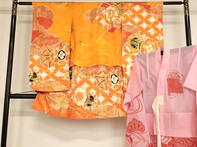 平和屋着物[]七五三　女の子　３歳　祝着　三つ身　長襦袢セット　鼓文　金彩　洗える着物　AABF2180ja｜平和屋