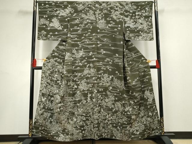 平和屋着物●訪問着　ろうけつ染　松竹梅風景文　正絹　逸品　AABF5166cs｜平和屋