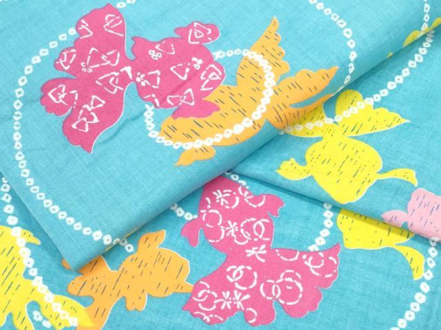 平和屋着物∴夏物 浴衣 金魚 流水文 綿 逸品 CABB6714ng|平和屋