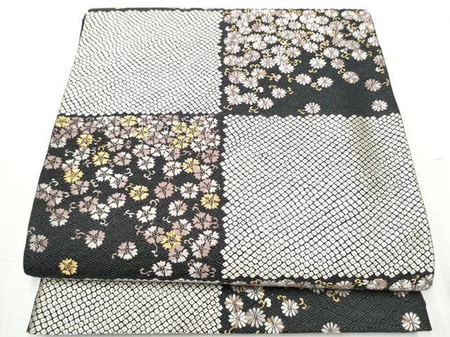 平和屋着物●六通柄袋帯　唐織　市松菊唐草文　金糸　正絹　逸品　CABC5203hy｜平和屋