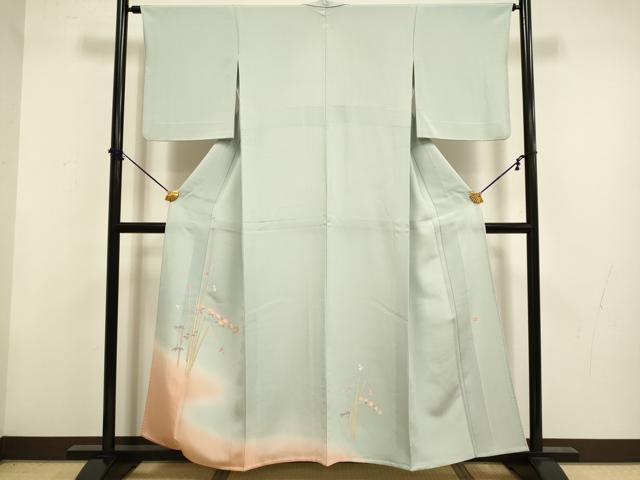 平和屋着物▽訪問着 単衣 友禅 作家物 草花文 暈し染め 正絹 逸品 DABF5852du|平和屋