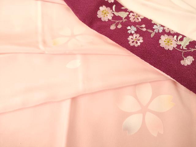 長閑やかさ屋御召しもの●振袖用長襦袢 袷 半襟刺しゅう 桜に兎 正絹 珠玉 DABC3263az