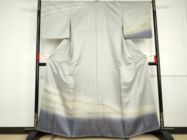 平和屋着物●久保田一竹 幻の辻が花 訪問着 霞文 暈し染め 金通し地 鈴乃屋扱い 正絹 逸品 AABG5433cs