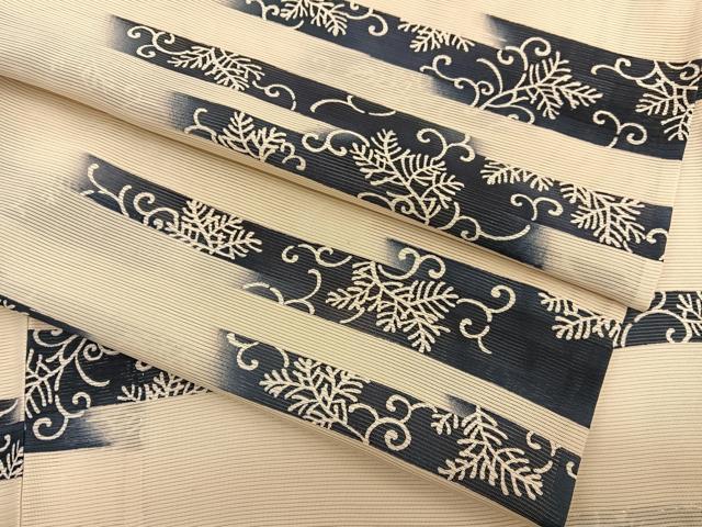 平和屋着物＊夏物　小紋　絽　横段唐草文　正絹　逸品　BAAX7277hv｜平和屋