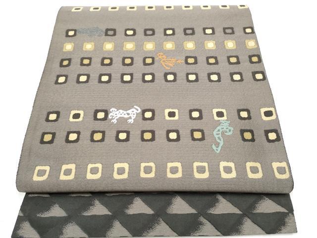 平和屋着物●両面　六通柄袋帯　幾何学文様　正絹　逸品　CABJ4844hy｜平和屋