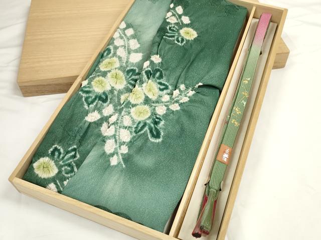 平和屋着物●和装小物 帯締め・帯揚げセット 柄絞り 菊 手組紐 高麗組 金糸 逸品 未使用 DABC1533zzz