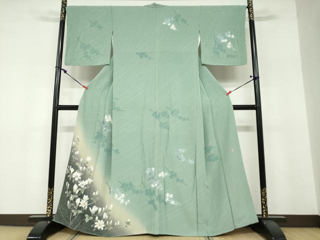 平和屋着物●十日町友禅作家　阿部佳雪　訪問着　枝花文　暈し染め　正絹　逸品　未使用　DABF1786ud｜平和屋