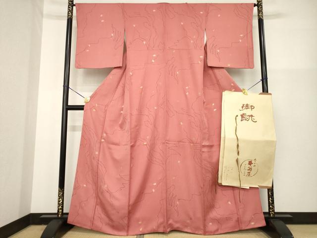 長閑やかさ屋御召しもの●飛び切りな小紋 水流花文 金彩 井筒屋謹製 たとう紙付き添い人 正絹 珠玉 AABG5257ck