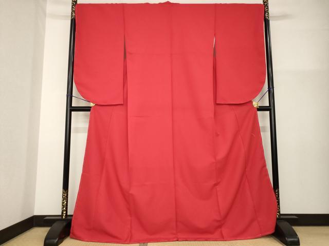 長閑やかさ屋御召しもの●小振袖 二尺袖 茜色 ロング丈 洗える御召しもの 未当て嵌める AABG5263ck