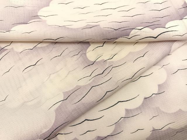 平和屋着物＊夏物　小紋　絽　瑞雲飛鳥文　暈し染め　正絹　逸品　BAAX7290hv｜平和屋