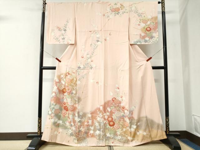 平和屋着物●訪問着　駒刺繍　菊花文　暈し染め　金彩　正絹　逸品　CABE2914yc｜平和屋