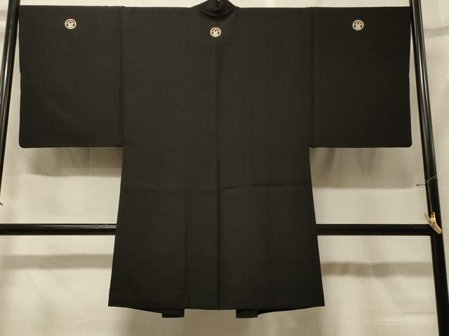 平和屋着物#男性 長羽織 黒紋付き 正絹 逸品 CABF9119in|平和屋