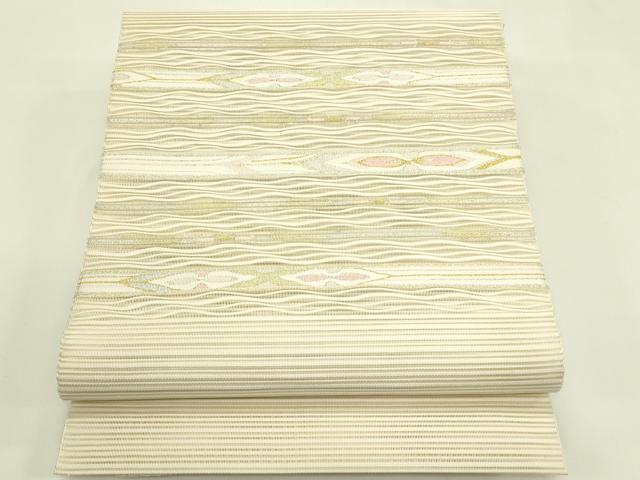 平和屋着物*夏物 八寸名古屋帯 絽綴れ 横段文 金銀糸 正絹 逸品 未使用 CABI5578rv|平和屋