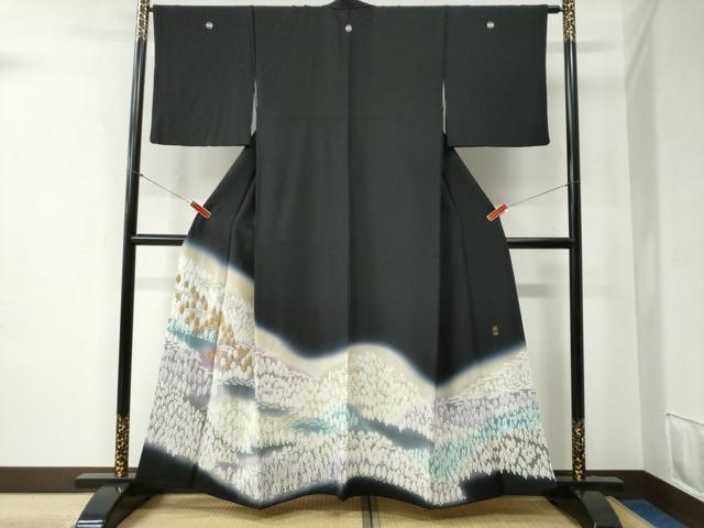 平和屋着物●豪華黒留袖　絞り　樹林文　金銀糸　正絹　逸品　CABB4740yc｜平和屋