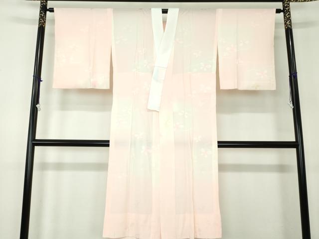 平和屋着物●上質な長襦袢 無双仕立て 露芝舞蝶地紋 暈し染め 正絹 逸品 未使用 DABB4369ps|平和屋
