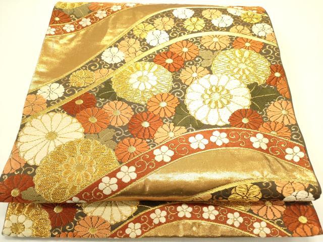 長閑やかさ屋お召しもの●西陣 河合芸術織り地謹製 六通柄袋帯 唐織 花唐草文 金糸 正絹 珠玉 DABB7257op